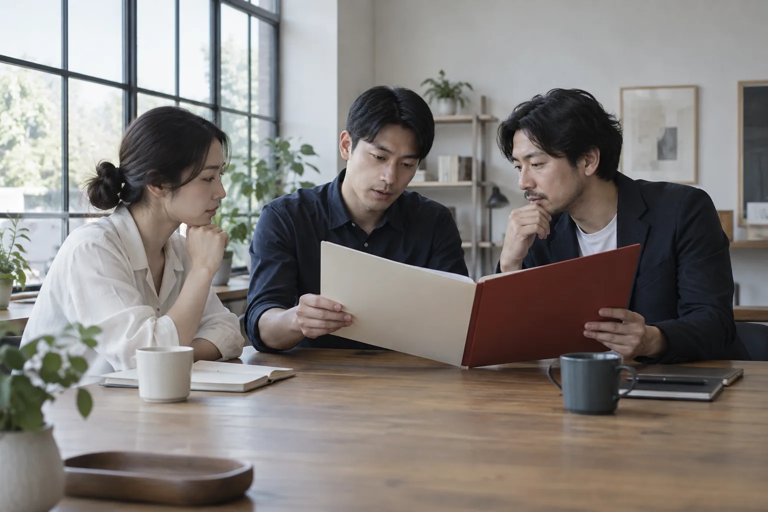 合伙人共同核对公司拟调整信息的业务示意