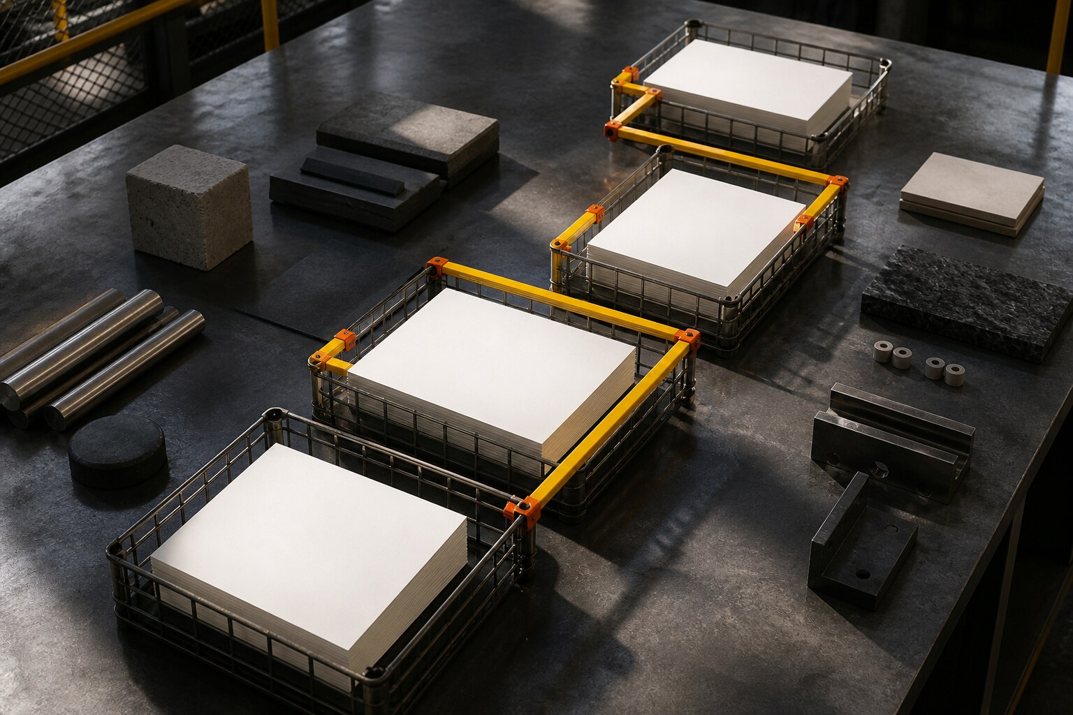 临汾代理记账用空白凭据托盘、工业网格与安全色连线构成证据路径