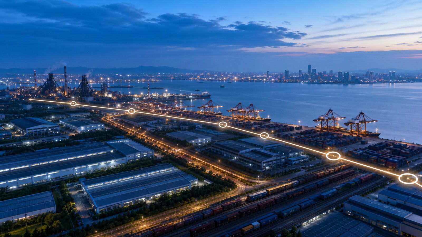 唐山沿海港口制造区与铁路公路经营路线全景