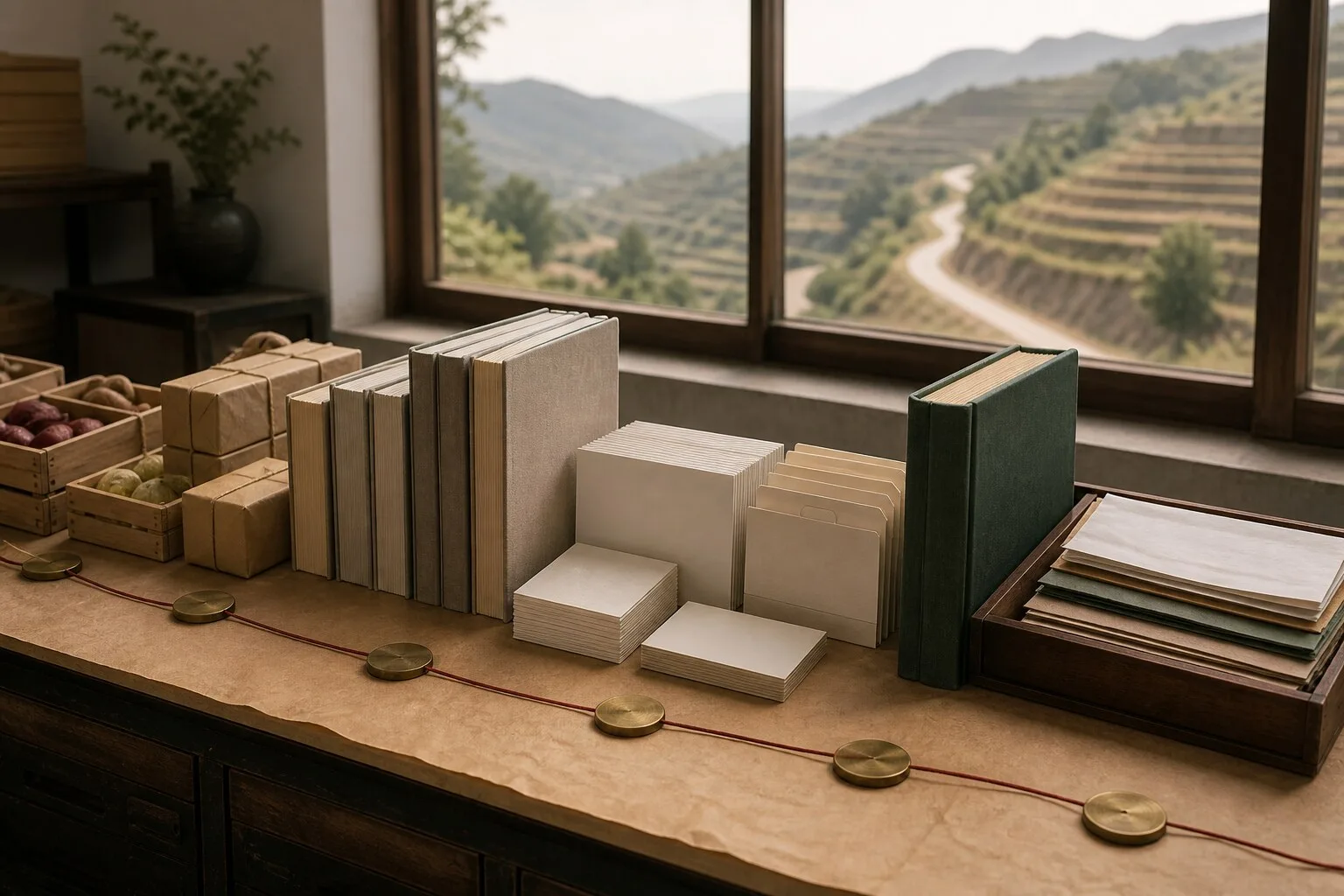 固原农产品与账册纸签沿黄铜节点排列