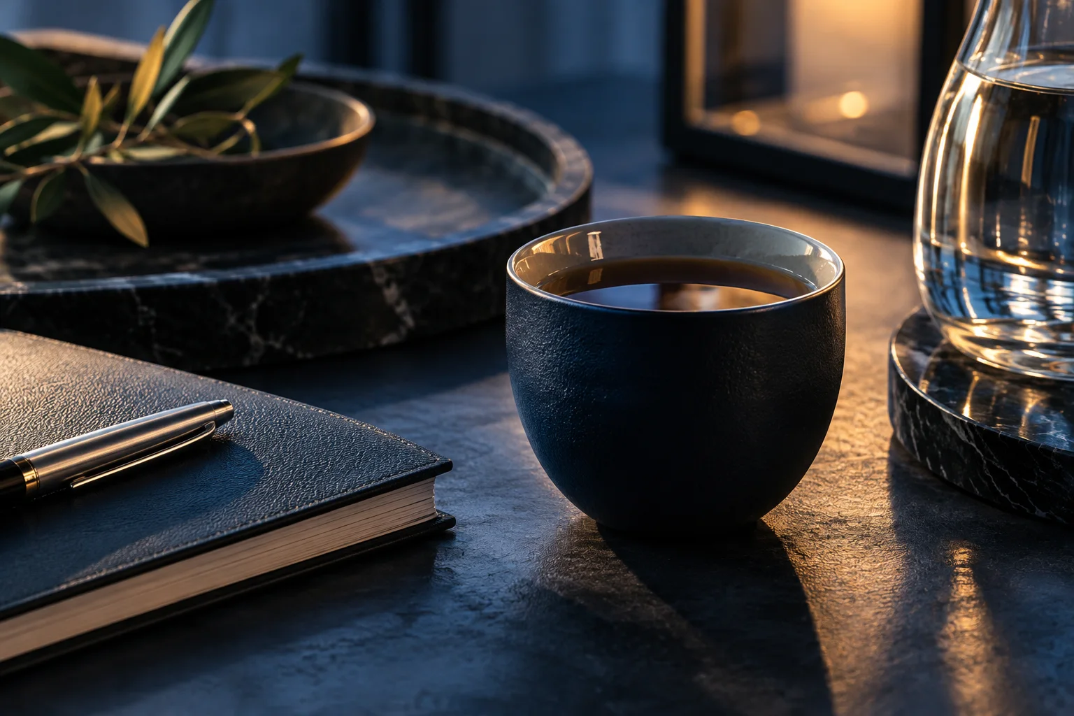 经营器皿的釉面、不锈钢细纹和玻璃接触处，体现经营准备中的认真