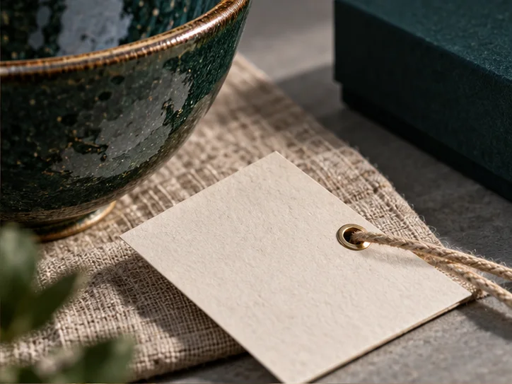 产品样品的纹理与对应记录卡的纸张纤维同时入焦，表现账务贴近真实业务