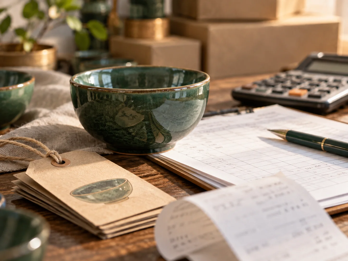 产品样品的纹理与对应记录卡的纸张纤维同时入焦,表现账务贴近真实业务