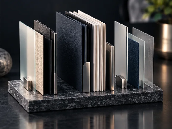 不同材质的无字成员资料分组围绕共同的公司档案结构重新形成稳定关系，不使用人形图标或股份数字