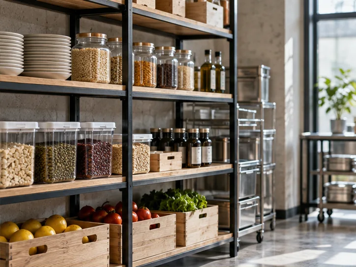 干净的产品样品与分类存储空间，细致的货架、空白资料记录，表现业务条件梳理