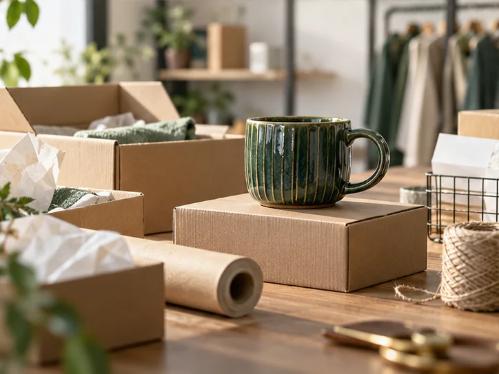 电商样品间里的单件商品、包装纸和待归集订单,选物克制而不拍仓库流水账