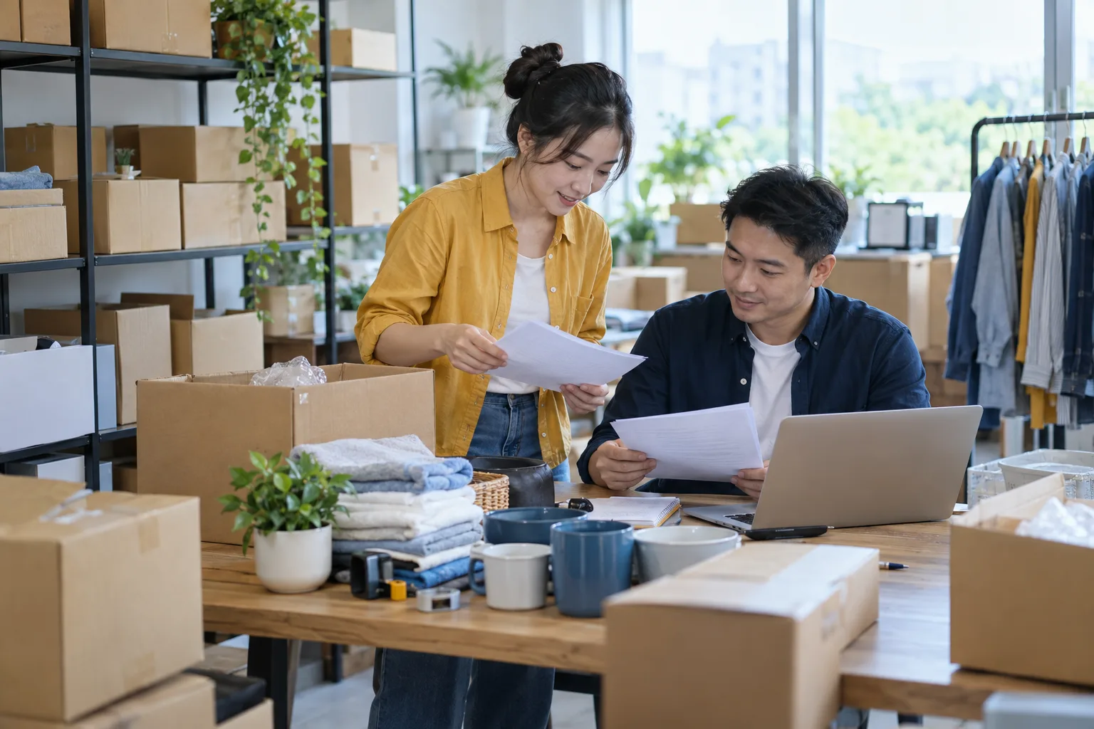 企业经营者沟通订单与资料的业务场景示意