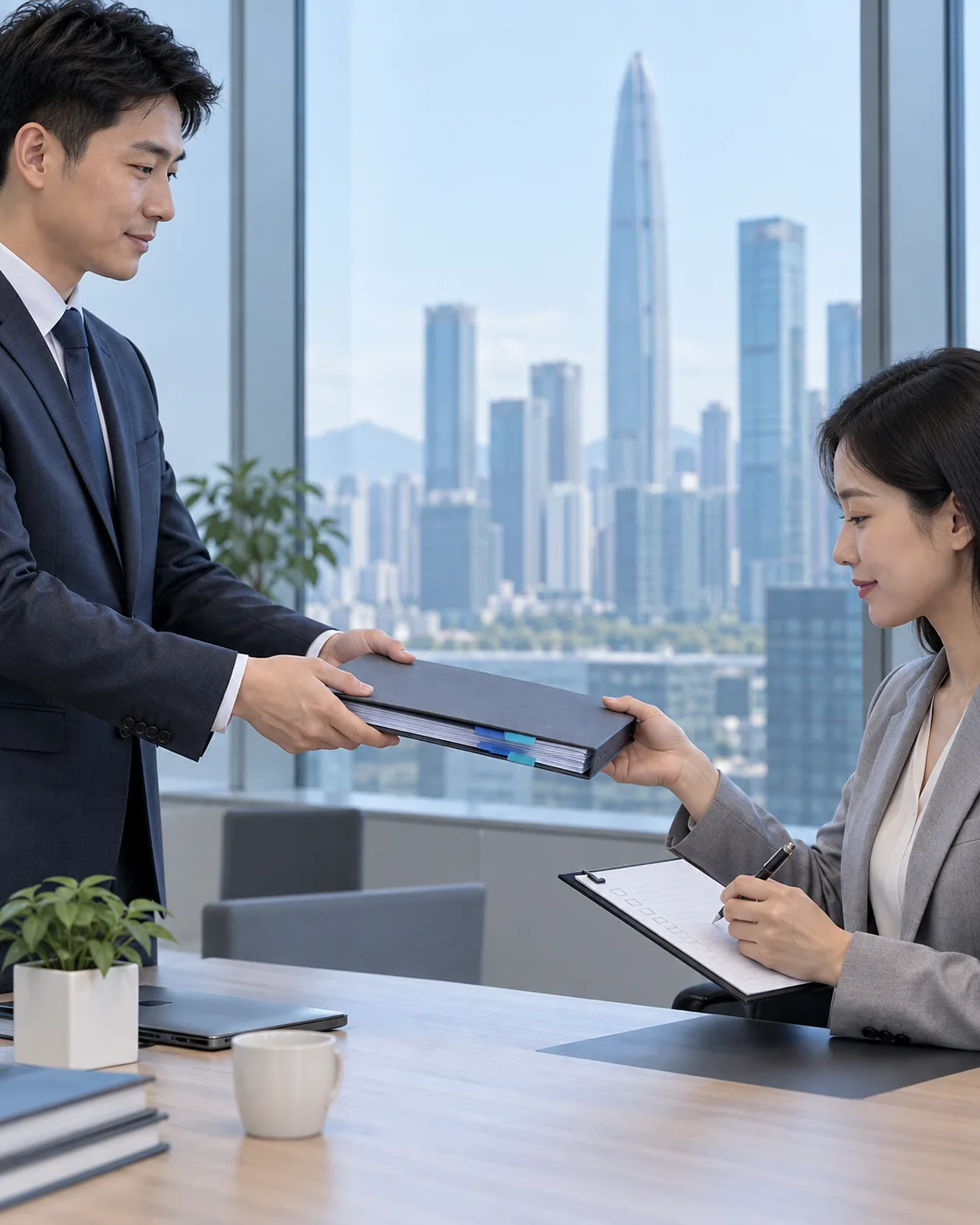 企业负责人核对报表资料与后续事项后进行档案交接