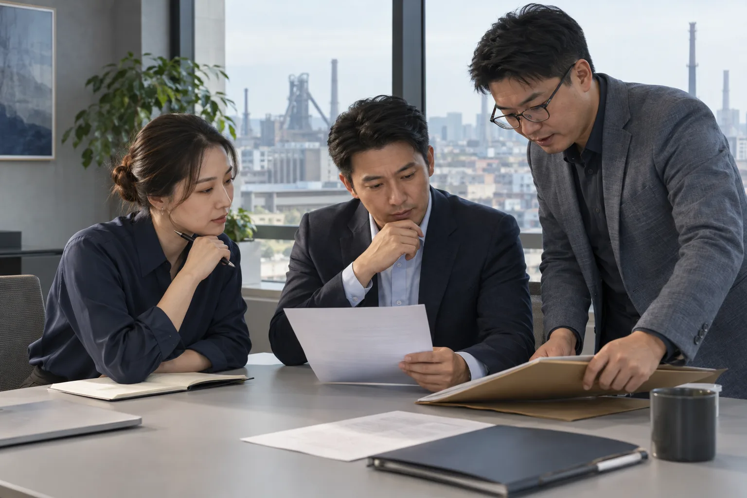 经营者与合伙人核对人员股东资料和文件版本的业务示意