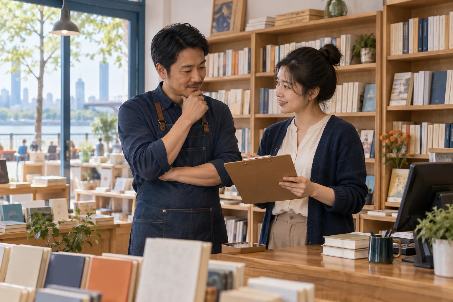 图书门店陈列与出版物经营资料沟通的业务场景示意