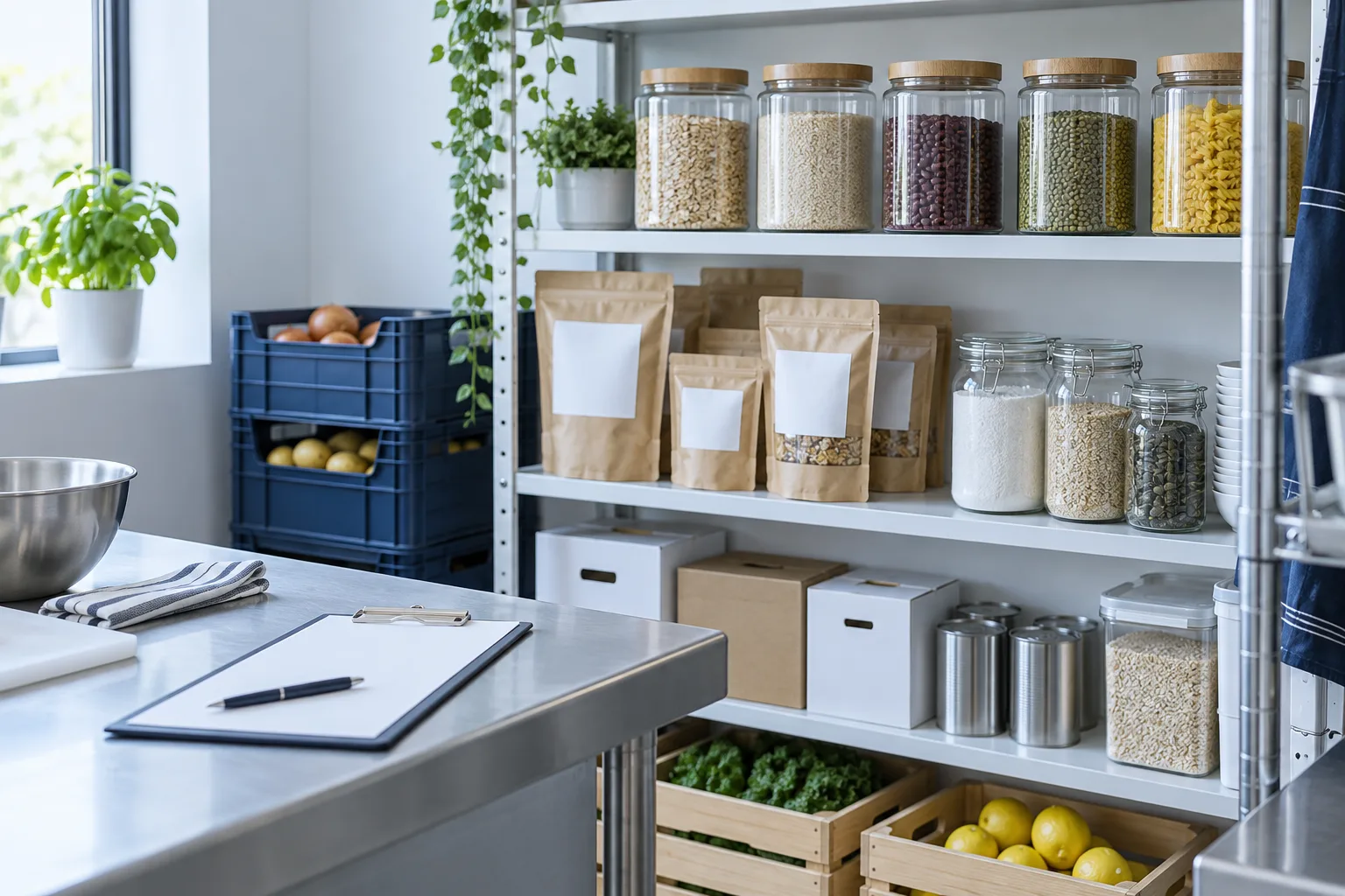 食品包装、储存陈列与业务记录准备的概念场景