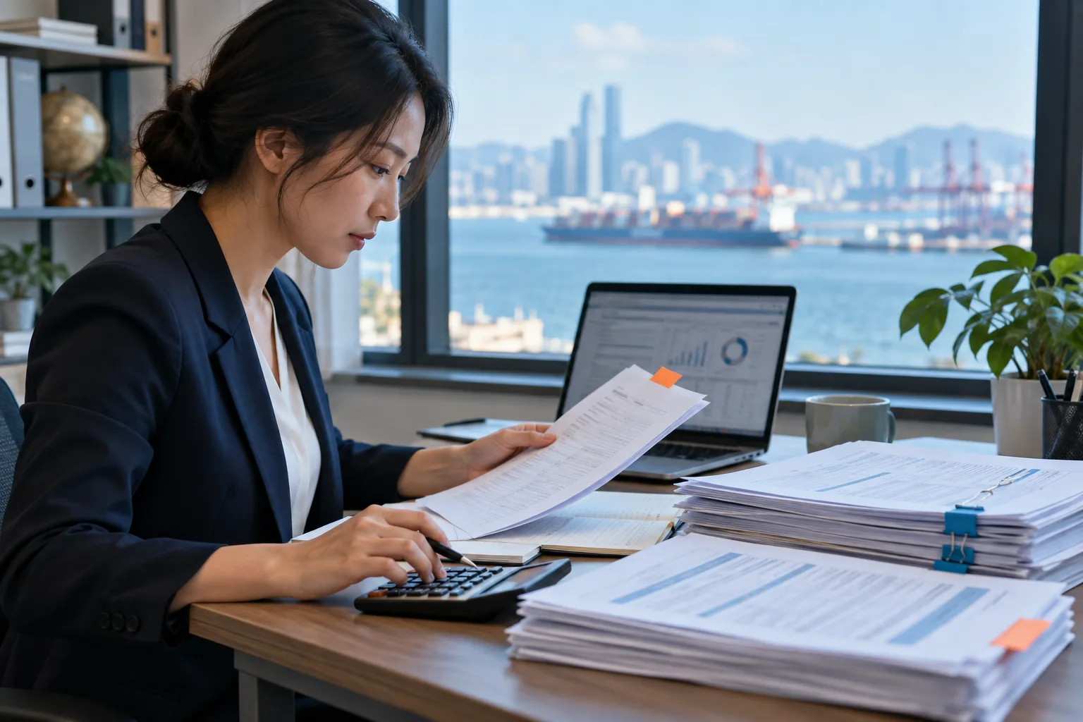 财务人员核对结算单和收付款资料示意