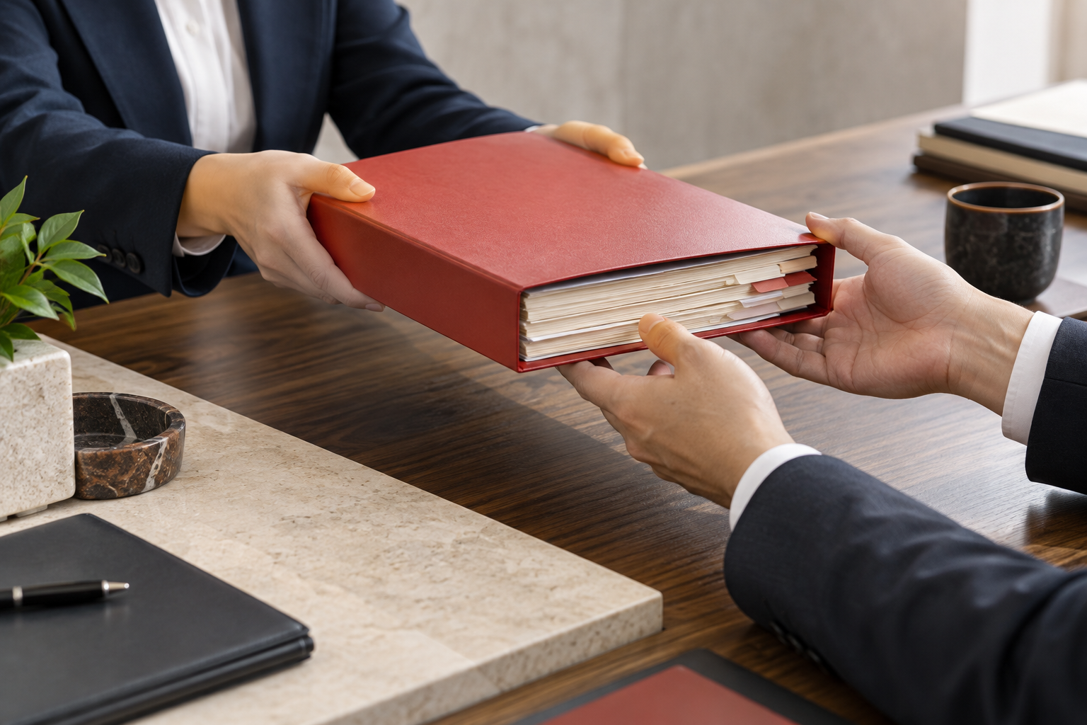 企业变更后整理归档文件并完成交接的业务场景示意
